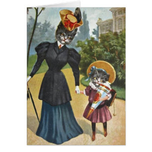 Vintage - Mutter und Tochter Katzen,
