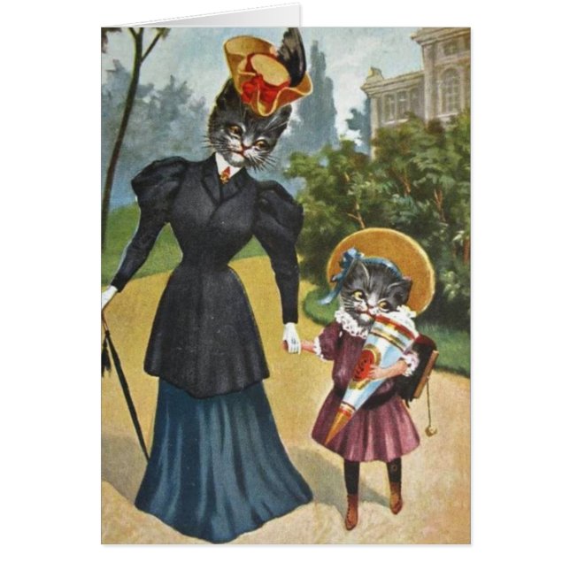 Vintage - Mutter und Tochter Katzen, (Vorne)