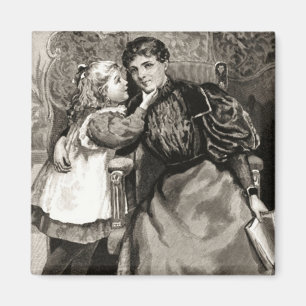 Vintage Mutter und Tochter Magnet