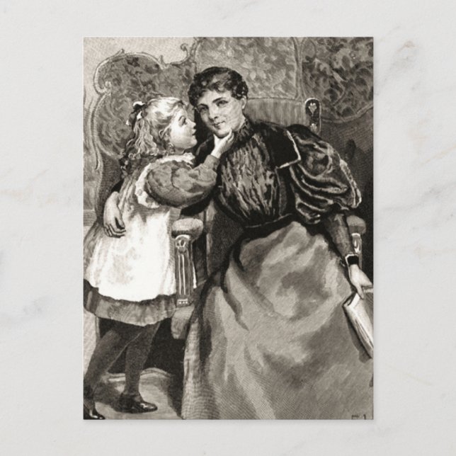 Vintage Mutter und Tochter Postkarte (Vorderseite)