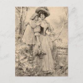 Vintage Mutter und Tochter Postkarte
