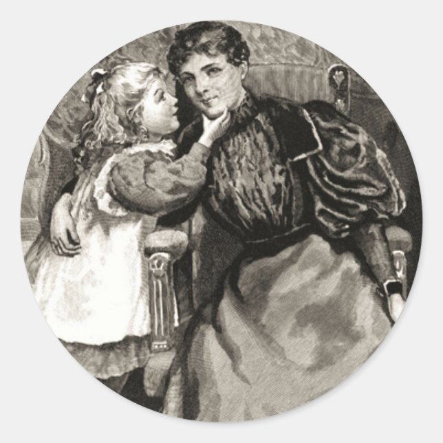 Vintage Mutter und Tochter Runder Aufkleber (Vorderseite)