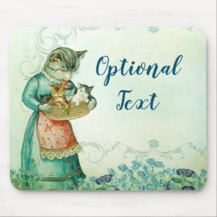 Vintage-Mutterkatze mit Kätzchen Mousepad