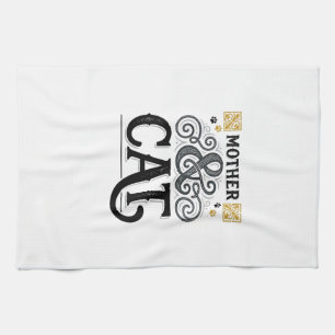 Vintage-Mutterkatze-Shirt-Design für Katzenmütter_ Geschirrtuch