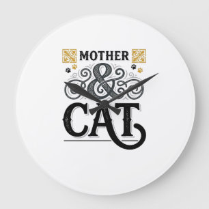 Vintage-Mutterkatze-Shirt-Design für Katzenmütter_ Große Wanduhr