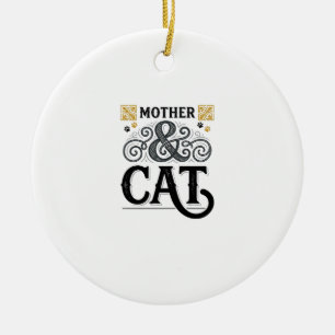 Vintage-Mutterkatze-Shirt-Design für Katzenmütter_ Keramik Ornament