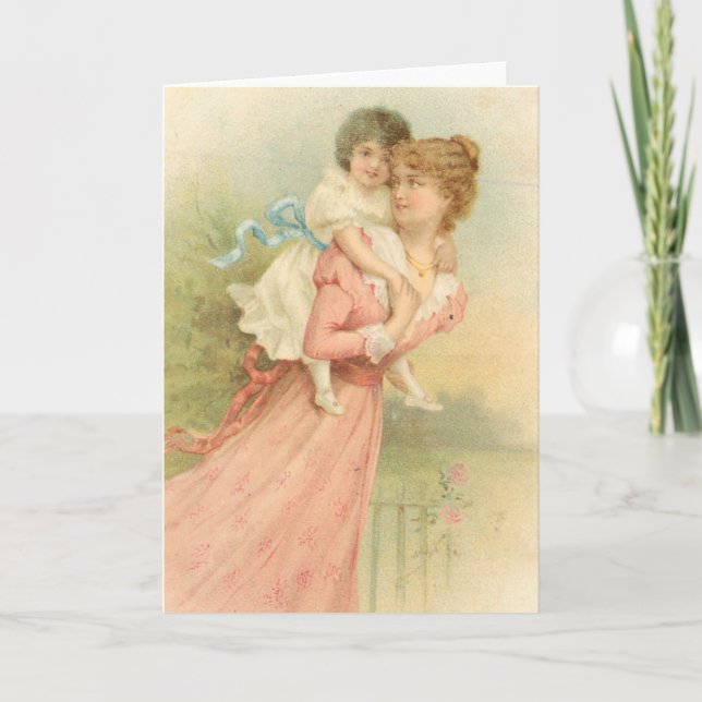 Vintage Muttertag Mutter und Kind Karte (Vorderseite)