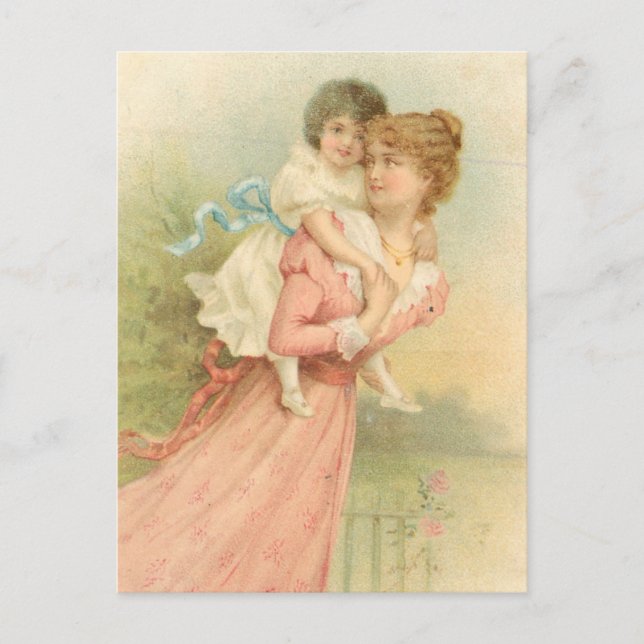 Vintage Muttertag Mutter und Kind Postkarte (Vorderseite)