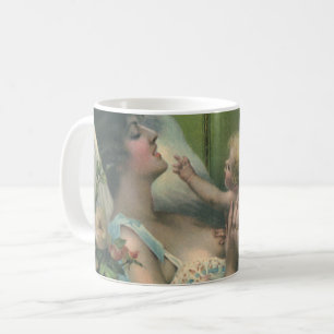 Vintage Muttertag, viktorianische Mutter mit Baby Kaffeetasse