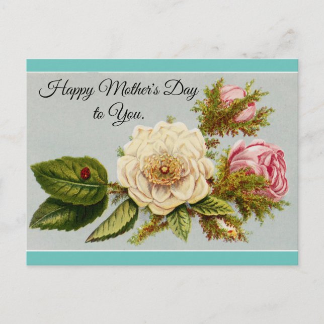 Vintage-Muttertags-Blumen Postkarte (Vorderseite)