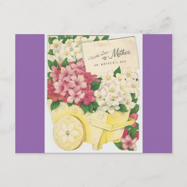 Vintage-Muttertagswagen voller Blumen Postkarte (Vorderseite)