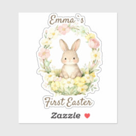 Vintage My First Easter Bunny Floral Wreath Aufkleber
