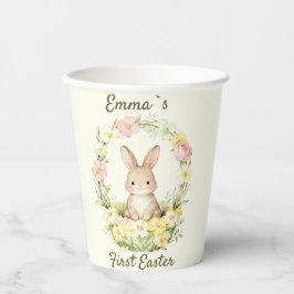 Vintage My First Easter Bunny Floral Wreath Pappbecher