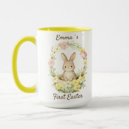 Vintage My First Easter Bunny Floral Wreath Tasse