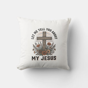 Vintage My Jesus Floral Cross Christliches T-Shirt Kissen