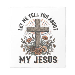 Vintage My Jesus Florales Kreuz Christliches T-Shi Notizblock
