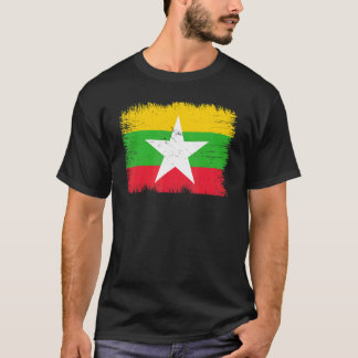 Vintage Myanmar Flag Burmese Independence Day T-Shirt