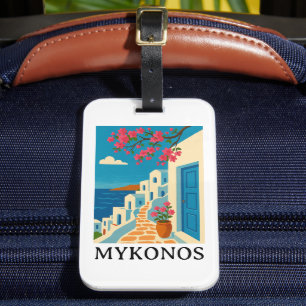 Vintage Mykonos Griechenland Reise - Farbige Kunst Gepäckanhänger