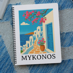Vintage Mykonos Griechenland Reise - Farbige Kunst Notizblock