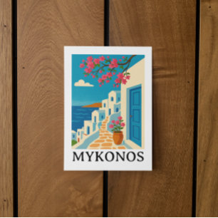 Vintage Mykonos Griechenland Reise - Farbige Kunst Postkarte