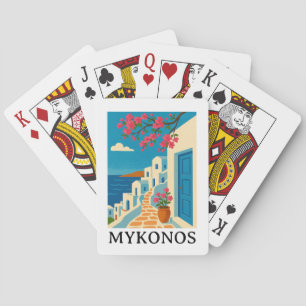 Vintage Mykonos Griechenland Reise - Farbige Kunst Spielkarten