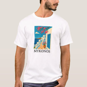 Vintage Mykonos Griechenland Reise - Farbige Kunst T-Shirt