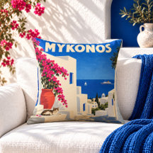 Vintage Mykonos Griechenland Reiseplakat Wurfkisse