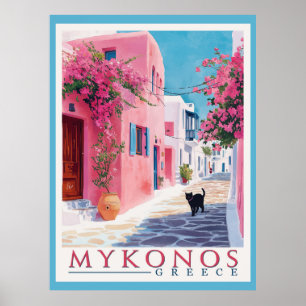 Vintage Mykonos, Griechisch Poster