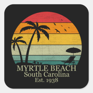 Vintage Myrtle Beach South Carolina Quadratischer Aufkleber