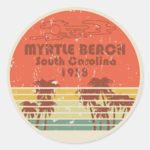 Vintage Myrtle Beach South Carolina Runder Aufkleber