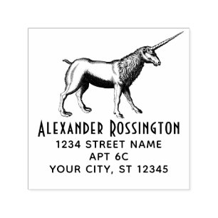 Vintage Mythischer Einhorn-Name Rücksendeadresse Permastempel