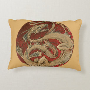 Vintage Mythologie, antiker Goldener Drache Zierkissen