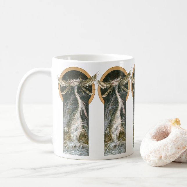 Vintage Mythologie, ein geflügelter Drache im Ozea Kaffeetasse (Mit Donut)