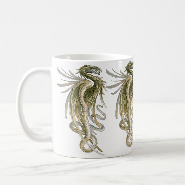 Vintage Mythologie, Flügeldrache mit Schlange-Schw Kaffeetasse (Links)