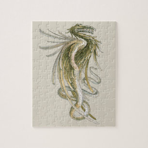 Vintage Mythologie, Flügeldrache mit Schlange-Schw Puzzle