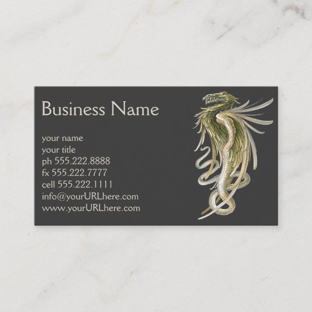 Vintage Mythologie, Flügeldrache mit Schlange-Schw Visitenkarte (Vorderseite)