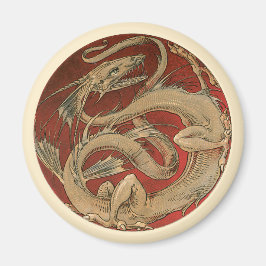 Vintage Mythologie, Goldener asiatischer Drache Magnet