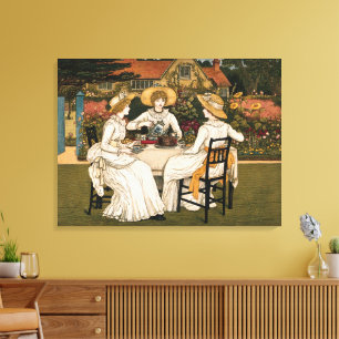 Vintage-Nachmittags-Teeparty von Kate Greenaway Leinwanddruck