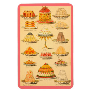 Vintage-Nachspeisen Kuchen Torte Retro-Essen Magnet