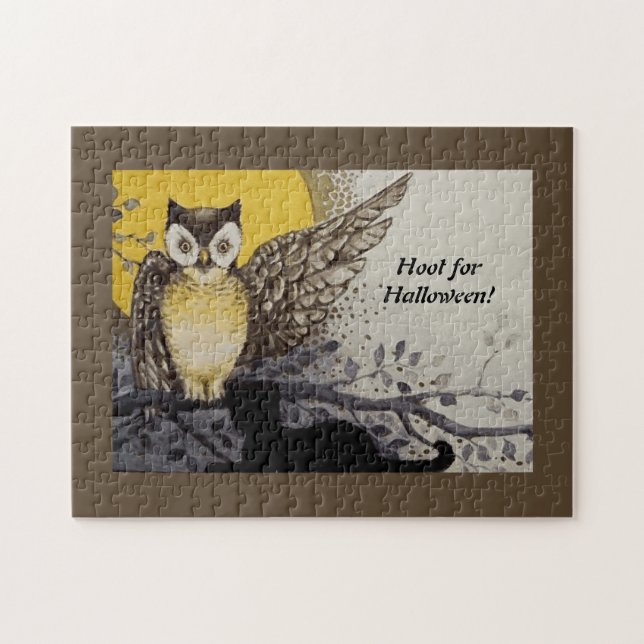 Vintage Nachtschwärmerei auf dem Zweigmond Puzzle (Horizontal)