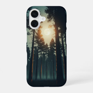 Vintage Nachtwald unter dem Mond iPhone 16 Hülle