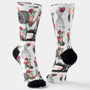 Vintage Näh- und Rose-Socken Socken