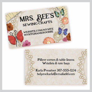 Vintage Nähbegriffe Schmetterlinge nahtlose Karte