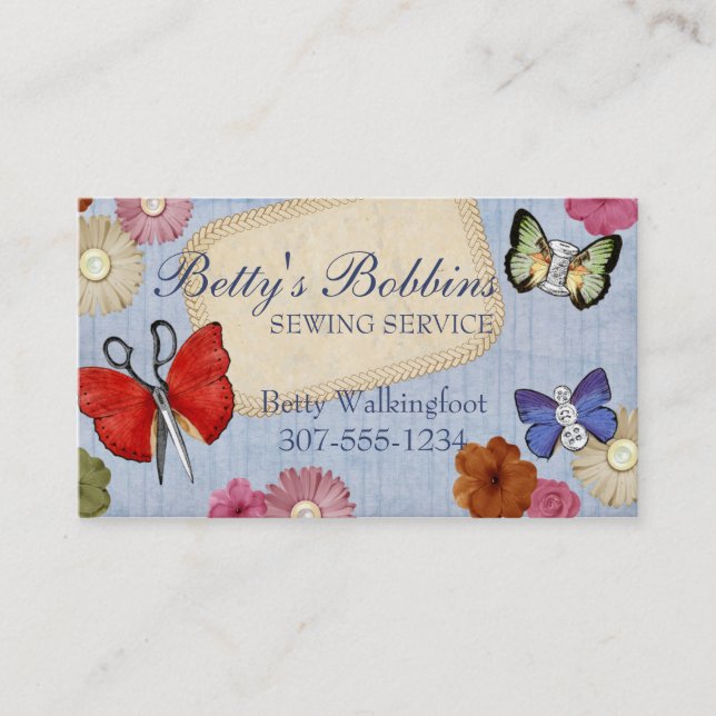 Vintage nähende visitenkarte (Vorderseite)