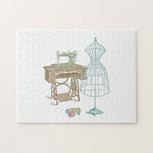Vintage NähIllustration zum Dressmaker Kit Puzzle