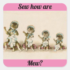 Vintage Nähkätzchen Quadratischer Aufkleber