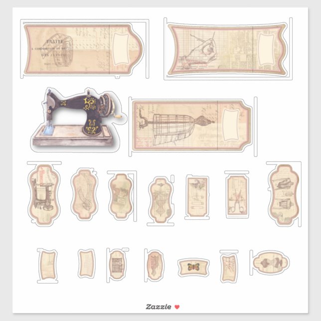 Vintage Nähmarken für Vinyl-Aufkleber nach Maß ges Aufkleber (Blatt)