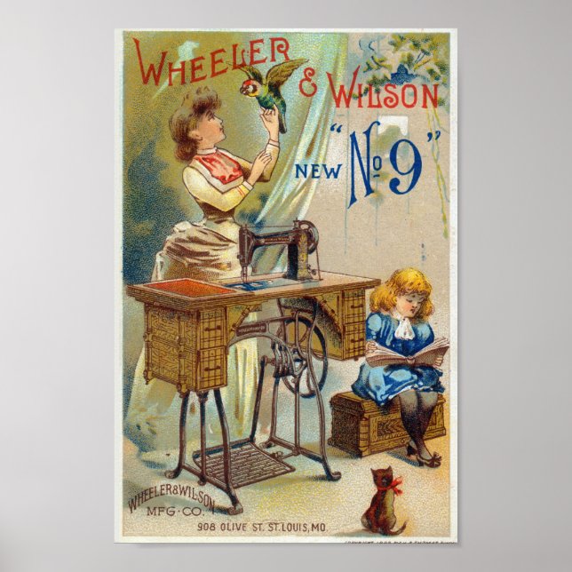 Vintage Nähmaschine Illustrationspaket Poster (Vorne)