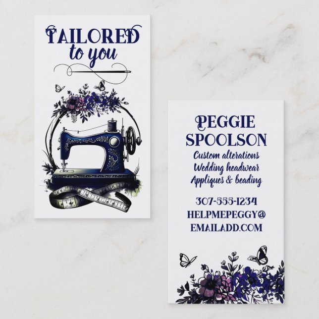 Vintage Nähmaschine Nahtspannquilterkarte Visitenkarte (Vorne/Hinten)