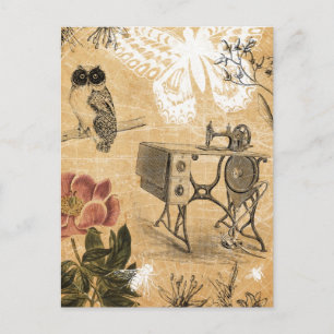 Vintage Nähmaschine Postkarte